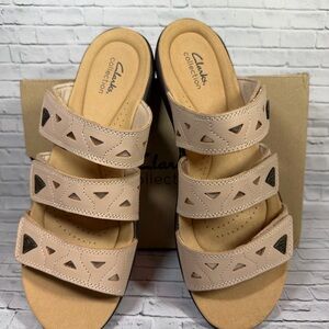 Clarks Women's Sand/Beige Leather Sandals 12W NEW